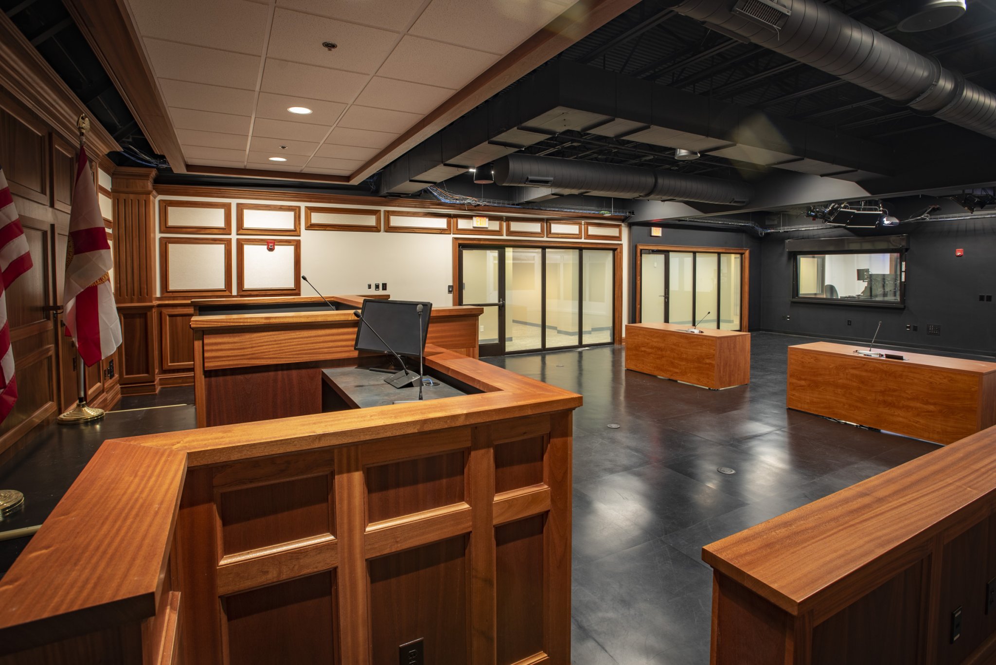 Levin Papantonio Rafferty Mock Courtroom | Caldwell Architects